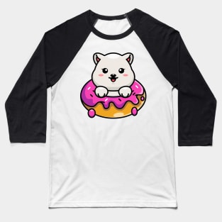 Cute baby polar bear with doughnut cartoon Baseball T-Shirt